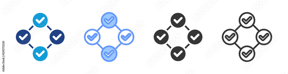 Aufkleber decision support icon set multiple style collection