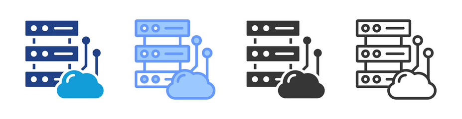 Cloud Computing icon set multiple style collection