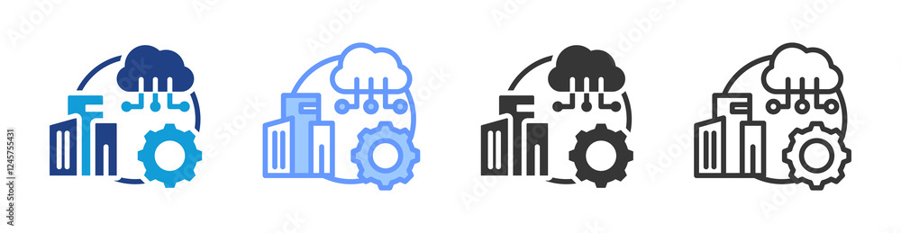 Poster industrial iot icon set multiple style collection