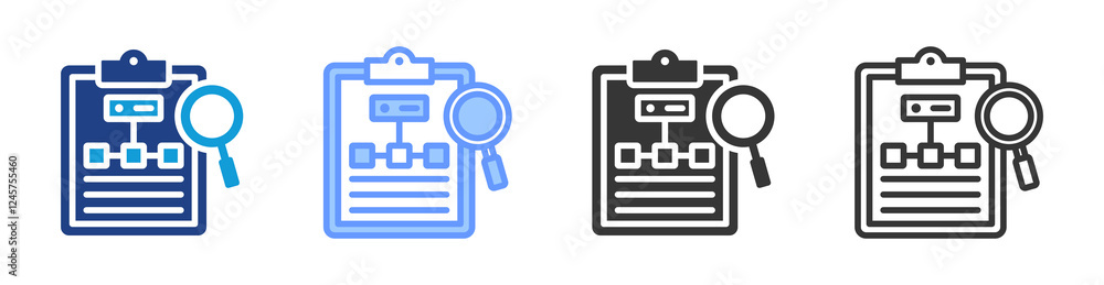 Poster Scenario Analysis icon set multiple style collection