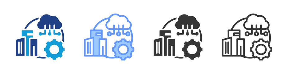 Industrial Iot icon set multiple style collection