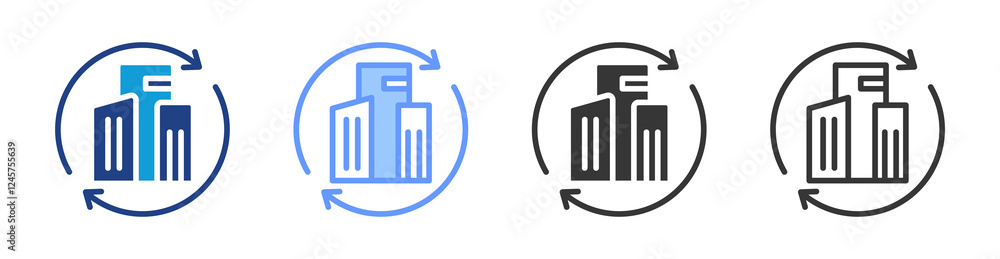Aufkleber Asset Lifecycle icon set multiple style collection