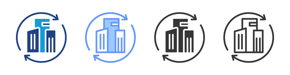 Asset Lifecycle icon set multiple style collection