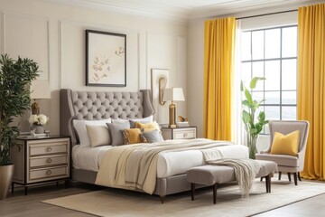 Elegant Master Bedroom Decor With Yellow Accents