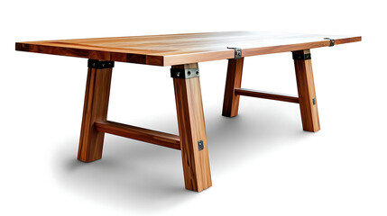 A wooden table with a white background. generated using AI
