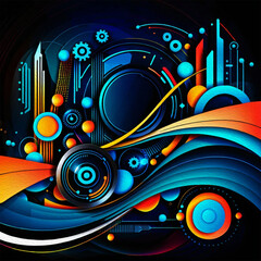 Abstract technology background. . Oil paint illustration.
