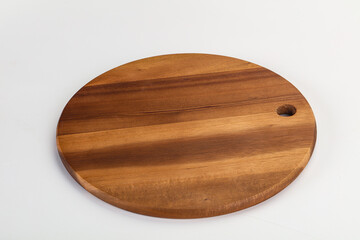 Wooden cutting board isolated on white background