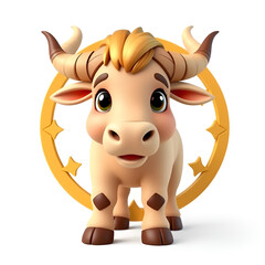 Obraz premium bull cartoon isolated on white, zodiacal taurus representation