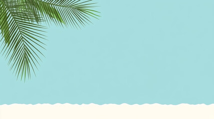 Fototapeta premium Palm leaves over serene beach background
