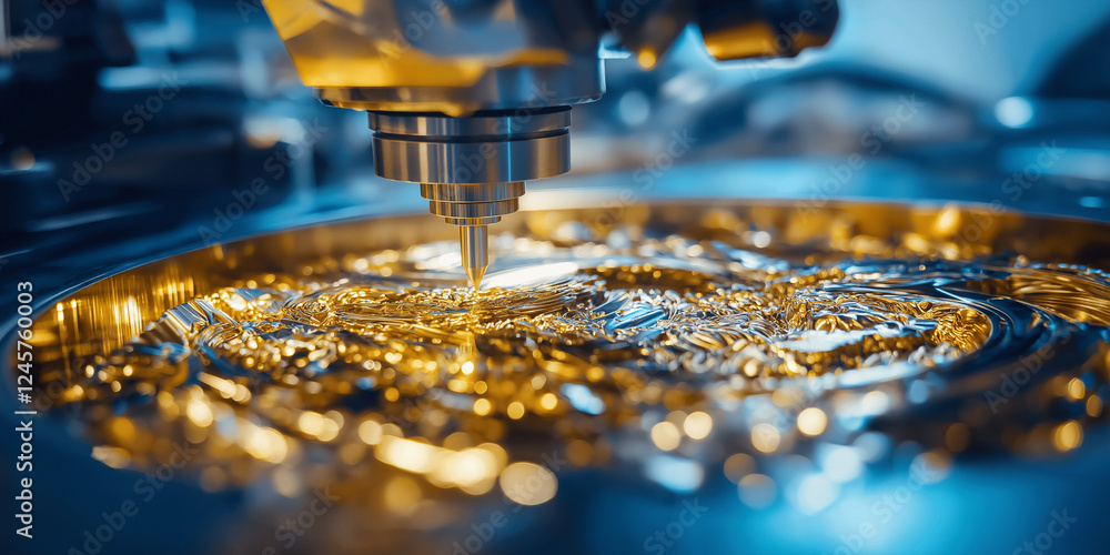 Aufkleber close up of robotic arm using precision tools for intricate metalwork