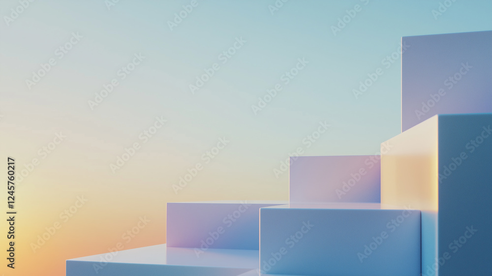 Aufkleber Minimalist geometric abstract with subtle gradients and soft colors