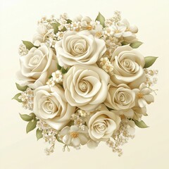 Obraz premium Elegant bouquet of white roses and flowers.