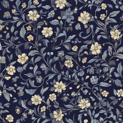 Seamless floral pattern with elegant flowers and leaves