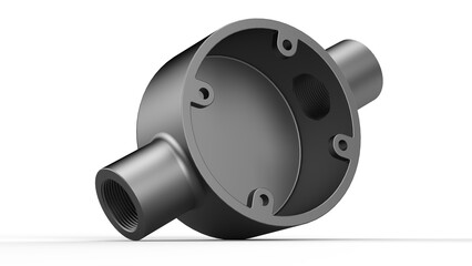 Circular Junction Box. Isolated. White background. 3d render