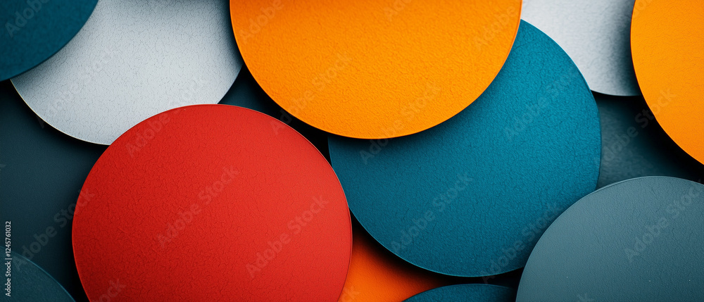 Poster Colorful overlapping circles create vibrant abstract design
