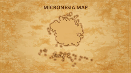 A Vintage Map Depicting the Borders of the Micronesia. Micronesia map with federal states in A vintage map based background, Political Micronesia Map