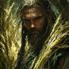 Intense Gaze of a Wheat Farmer A Portrait of Rustic Strength