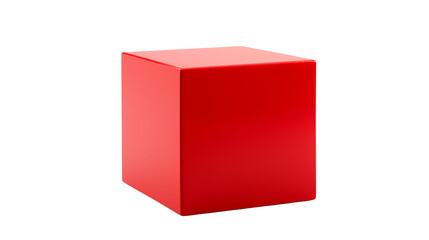 Vibrant Red Cube on a Transparent Background for Creative Design and Presentation Use