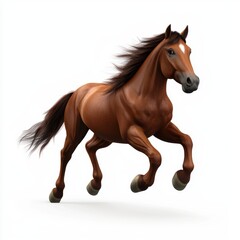 Naklejka premium galloping wild horse in mid-stride, isolated on white