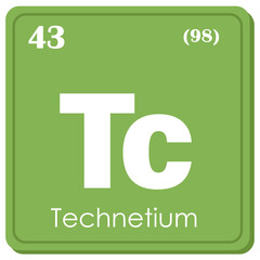 Technetium Chemical Element Square Icon in Periodic Table Isolated on White Background	