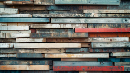 Rustic wooden planks arranged in artistic pattern