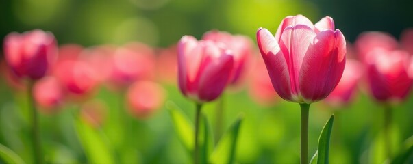 Obraz premium Delicate tulip petals unfolding on the green grass, flora, gras, lila