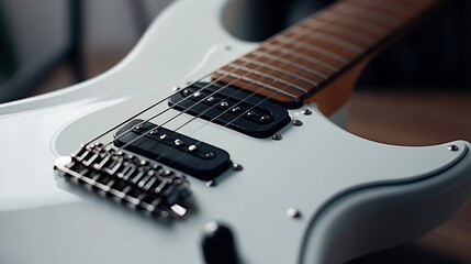 Fototapeta premium Close-up of a White Electric Guitar