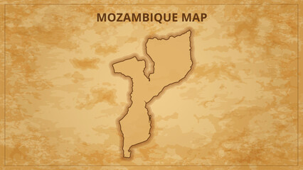 A Vintage Map Depicting the Borders of the Mozambique. Mozambique map with federal states in A vintage map based background, Political Mozambique Map