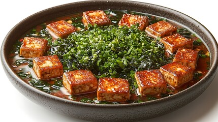 Delicious Pan-fried Tofu with Seaweed and Scallions