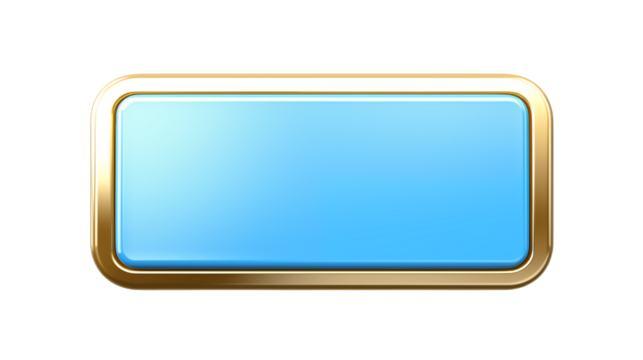 Stylish Blue Button with Golden Frame for User Interface Design in Digital Applications and Websites