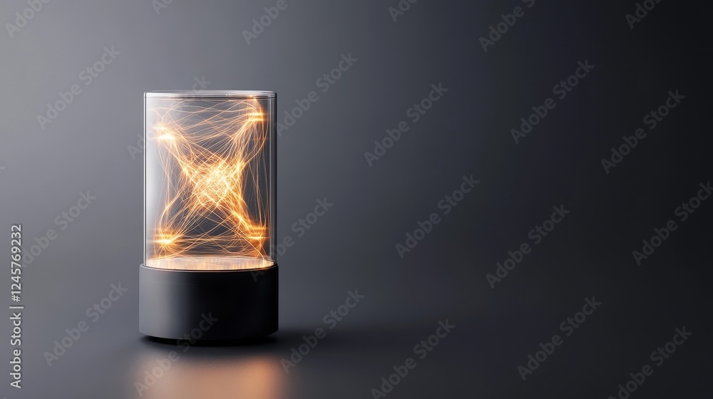 Poster quantum computer conceptual depiction with glowing effect