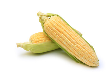 Fresh corns isolated on a white background.