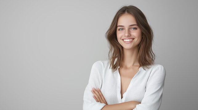 A professional portrait of a girl with a soft, dreamy smile, gazing upward with wonder
