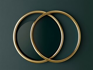 Symmetrical minimalist design with circular elements in deep green and gold