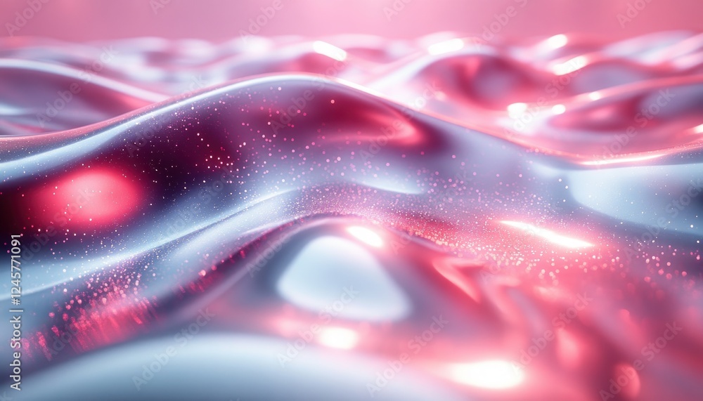 Poster futuristic metallic wave landscape abstract with geometric patterns and soft ambient light