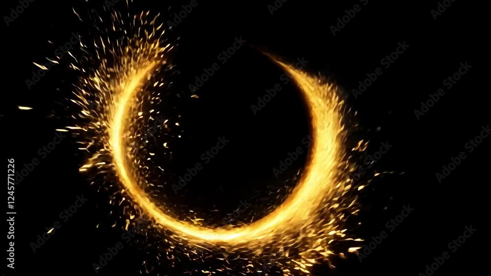 Poster circular spark formation showcases brilliant light display in dark setting during nighttime event