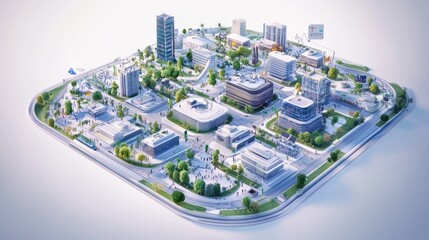 A 3D blueprint of a smart city, with sensors and IoT devices illustrated, showing interconnected systems that enhance urban living and efficiency. f
