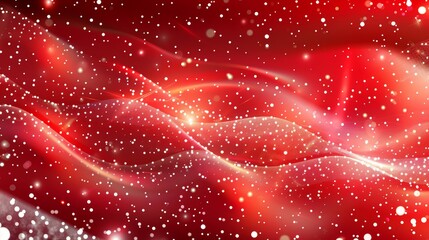 Dynamic curves and waves on an abstract red background representing digital technology themes