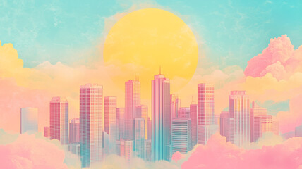 パステルカラーのメトロポリス｜空に浮かぶ近未来都市