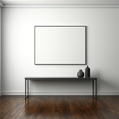 Contemporary Art Gallery Scene with a White Empty Poster Mockup Display