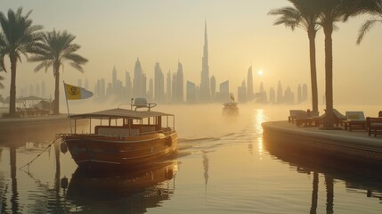 Stunning sunset silhouettes of an urban skyline with skyscrapers reflecting city   s vibrant pulse