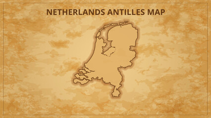 A Vintage Map Depicting the Borders of the Netherlands Antilles. Netherlands Antilles map with federal states in A vintage map based background, Political Netherlands Antilles Map