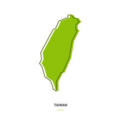 Taiwan Outline Map with Green Colour. Modern Simple Line Cartoon Design - EPS 10 Vector