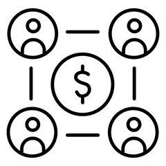 Simple Teamwork Outline Icon for Business and Office Collaboration