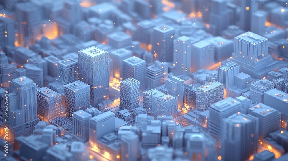 Poster a 3d smart city blueprint showing iot devices and interconnected systems that optimize urban living,