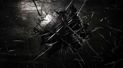 Shattered glass, dark surface, background texture, destruction, abstract art
