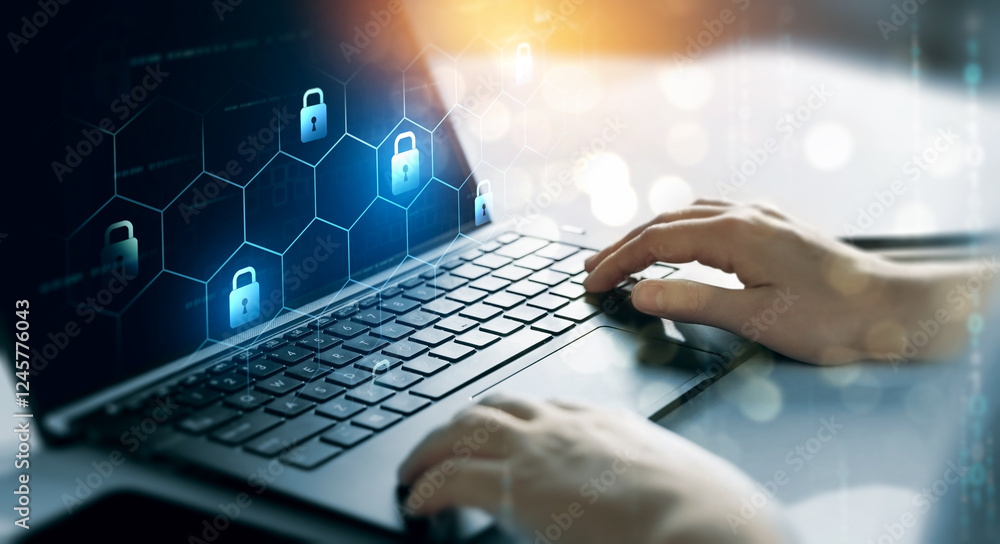 Poster network security system. personal data information.information and cyber security technology service