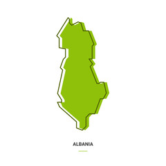 Albania Outline Map with Green Colour. Modern Simple Line Cartoon Design - EPS 10 Vector