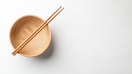Empty Bowl with Chopsticks on White Background