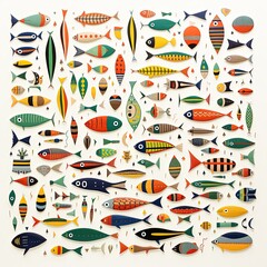 Contemporary Risograph Style Print with a Minimal Fish Design